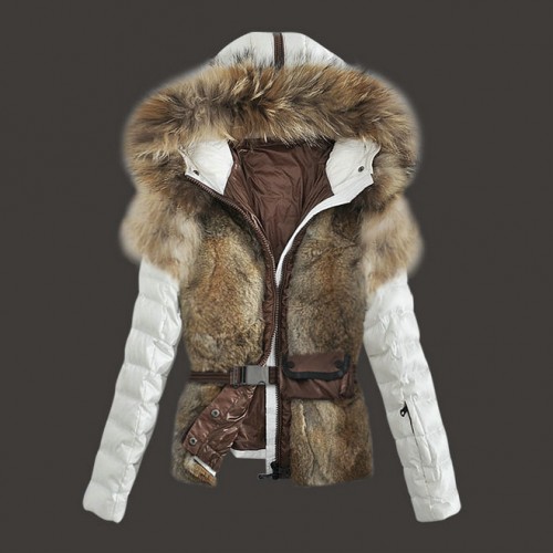 2017 Moncler Pelliccia Donna Bianco Cachi Napoli