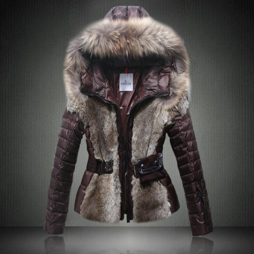 2017 Moncler Pelliccia Donna Bianco Marrone Pizza