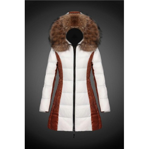 2017 Outlet Piumini Moncler Donna Bianco E Marrone Negozio Roma