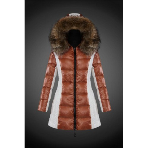 2017 Outlet Piumini Moncler Donna Marrone E Bianco Sito Roma