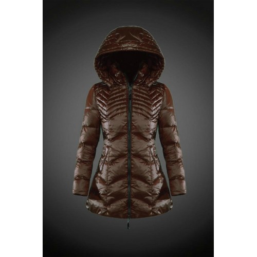 2017 Outlet Piumini Moncler Donna Marrone Grandi Offerte