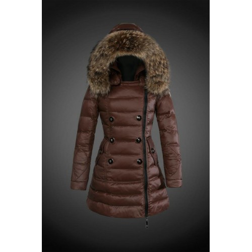 2017 Outlet Piumini Moncler Donna Marrone Sconto Prezzo