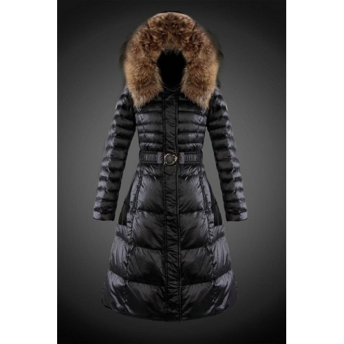 2017 Outlet Piumini Moncler Lungo Donna Nero Negozi Roma