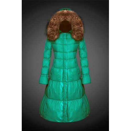 2017 Outlet Piumini Moncler Lungo Donna Verde Milano Negozi