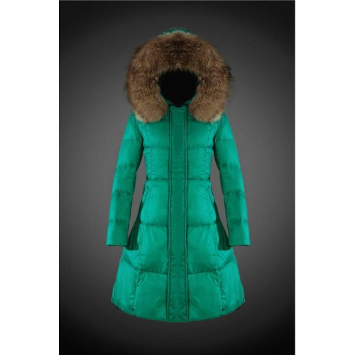 2017 Outlet Piumini Moncler Lungo Donna Verde Negozio Milano