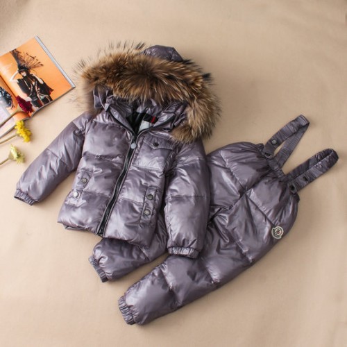 2017 Piumini Moncler Bambini Set Argento Grigio Spaccio