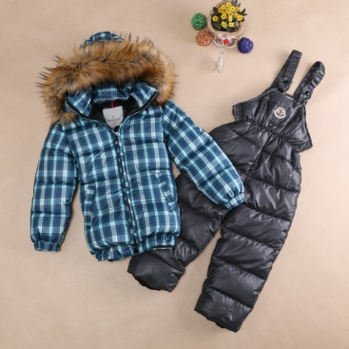 2017 Piumini Moncler Bambini Set Plaid Blu 2017 Più Recenti