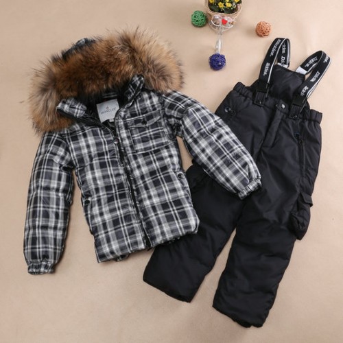 2017 Piumini Moncler Bambini Set Plaid Nero/Bianco Outlet Venezia