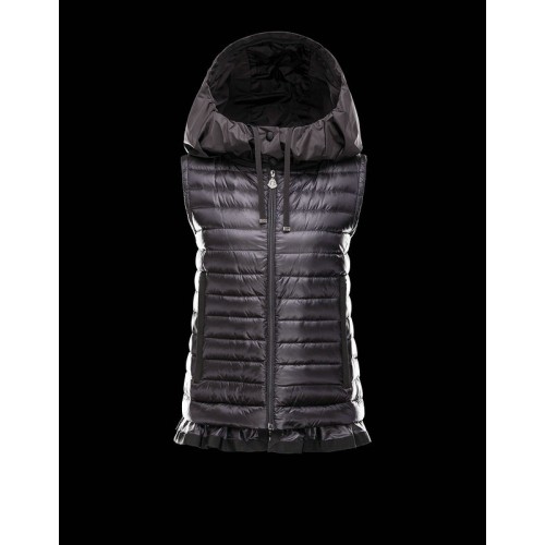 Gilet Moncler Donna Lucila Grigio Scuro Outlet Italia