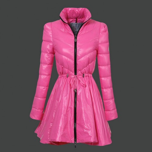 Piumini Moncler Lungo Orlo Donna Rosa Più Grande Sconto
