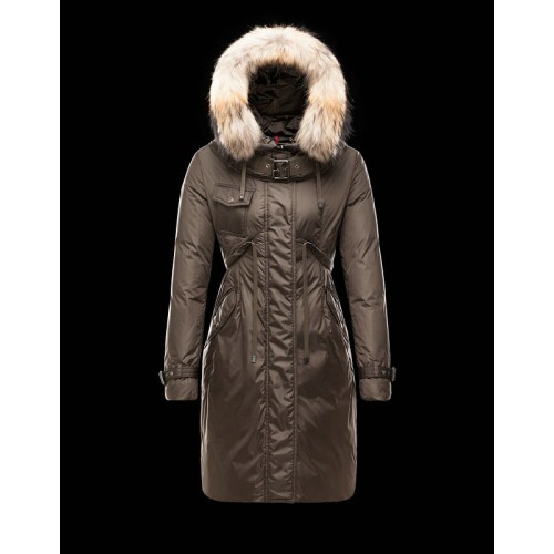 Piumini Moncler Nuovo Moncler Donna Lungo Marrone Online Scontati