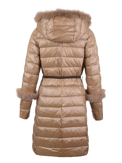 Nuovo Piumini Moncler Lungo Pelliccia Collare Kaki