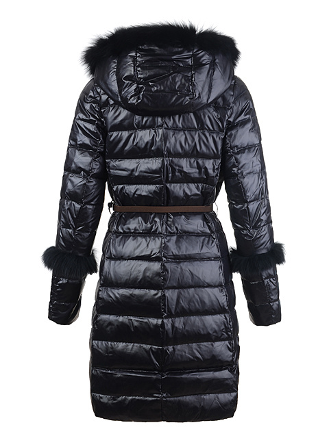 Nuovo Piumini Moncler Lungo Pelliccia Collare Nero