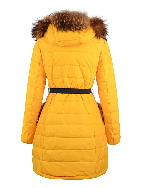 Piumini Moncler Con Cintura Cappotto Lungo Giallo