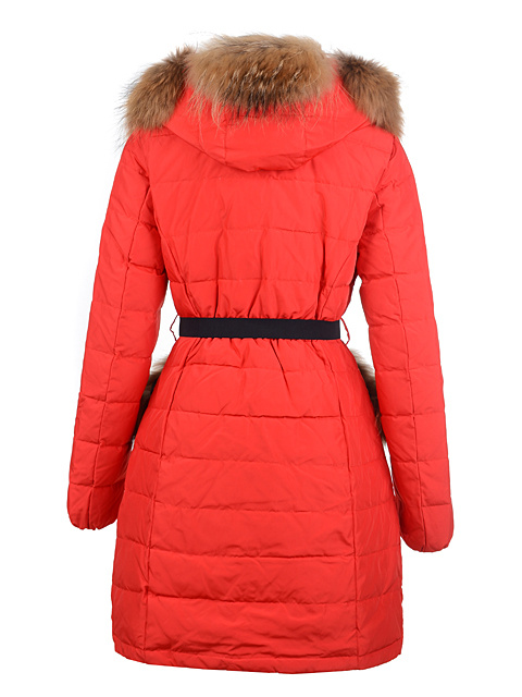 Piumini Moncler Con Cintura Cappotto Lungo Rosso