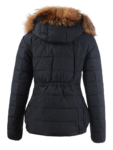 Piumini Moncler Pelliccia Collare Donna Nero