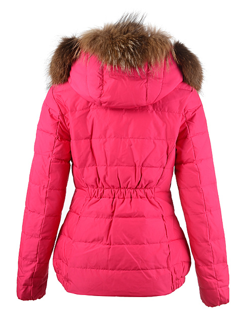 Piumini Moncler Pelliccia Collare Donna Rosa