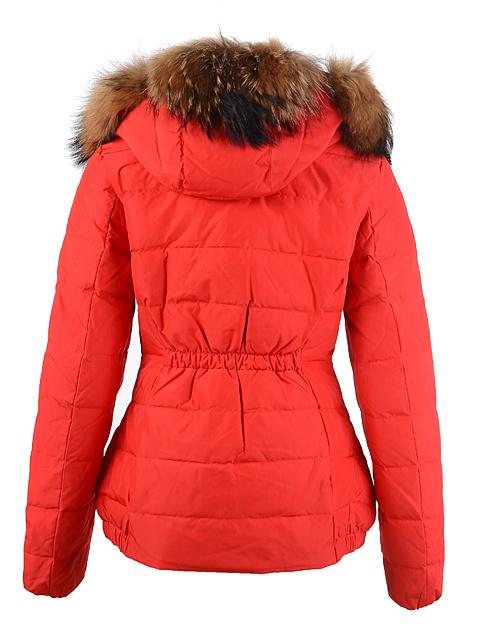 Piumini Moncler Pelliccia Collare Donna Rosso