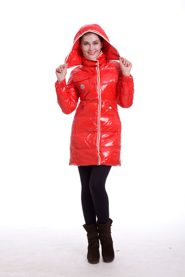 Piumini Moncler Lungo Hooded Rosso