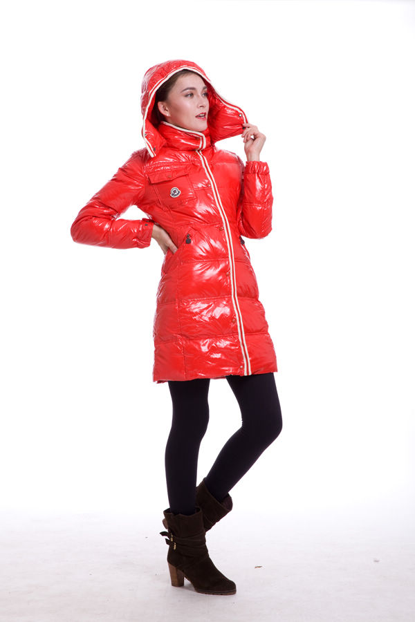 Piumini Moncler Lungo Hooded Rosso