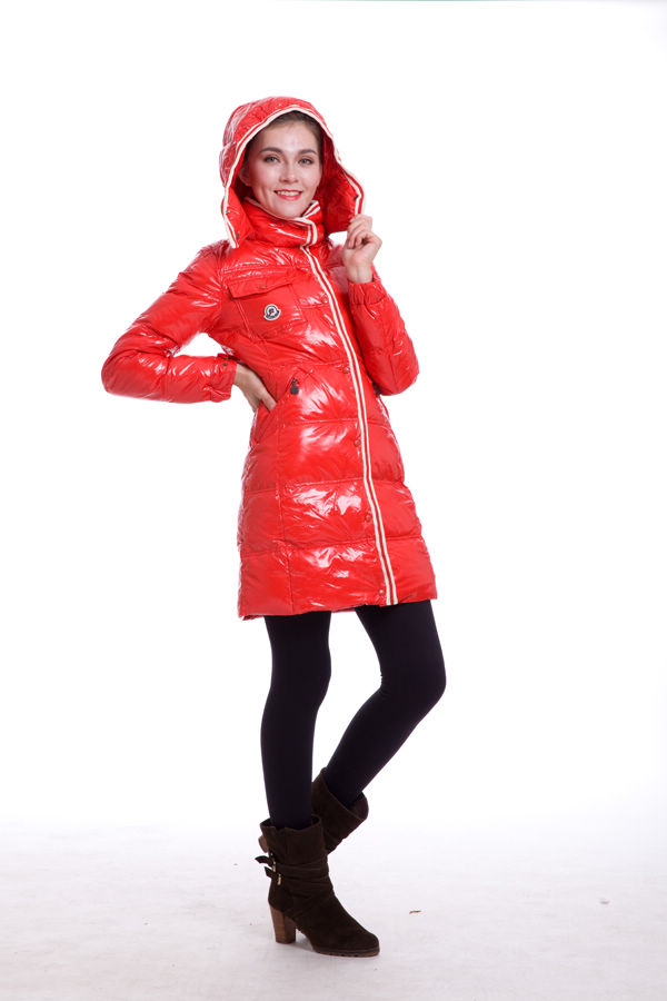 Piumini Moncler Lungo Hooded Rosso