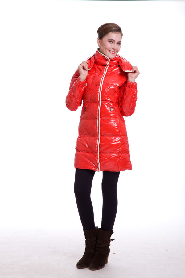 Piumini Moncler Lungo Hooded Rosso