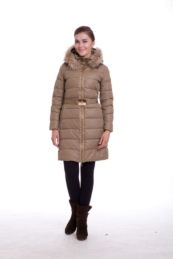 Piumini Moncler Lungo Pelliccia Donna Kaki