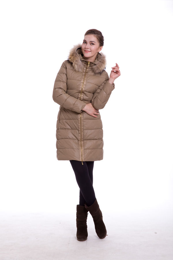 Piumini Moncler Lungo Pelliccia Donna Kaki