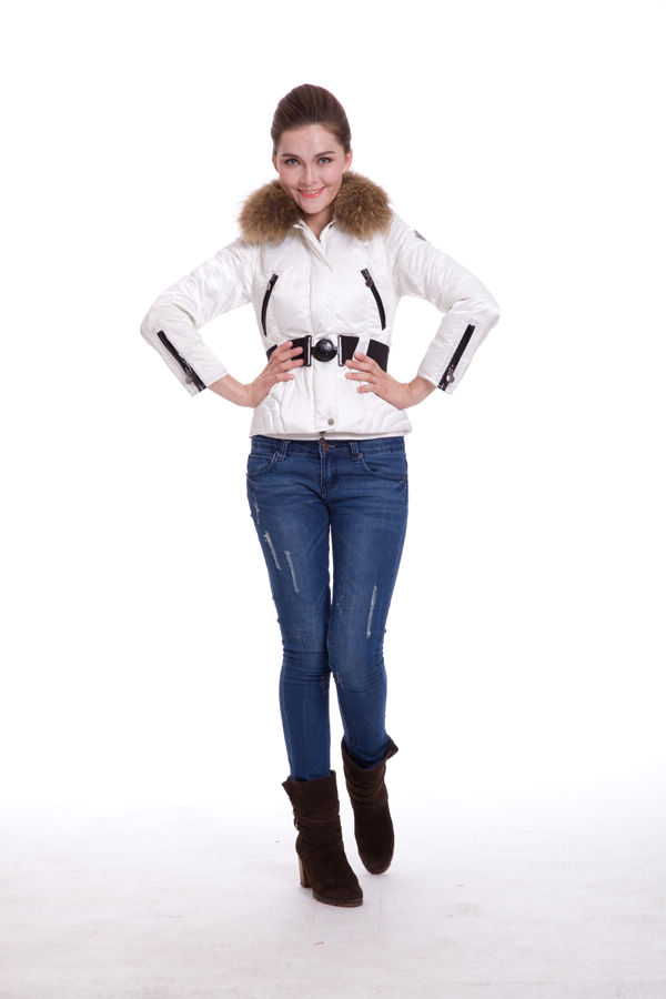 Piumini Moncler Breve Con Cintura Bianco