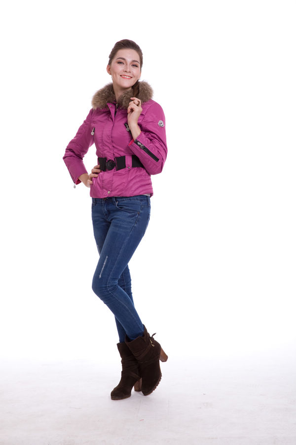 Piumini Moncler Breve Con Cintura Rosa