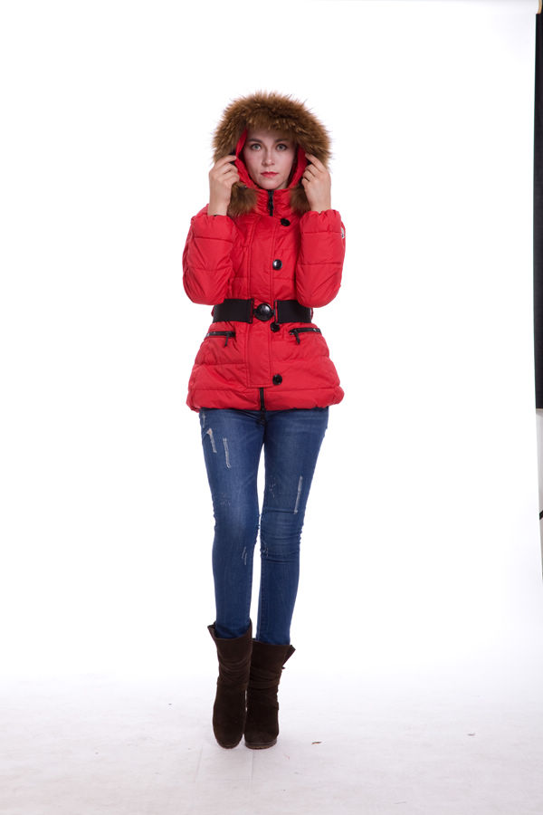 Piumini Moncler Fur Collar Rosso