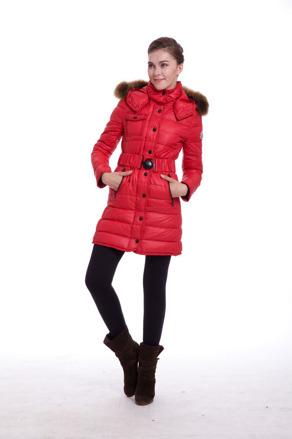 Piumini Moncler Donna Lunga Outerwear Rosso