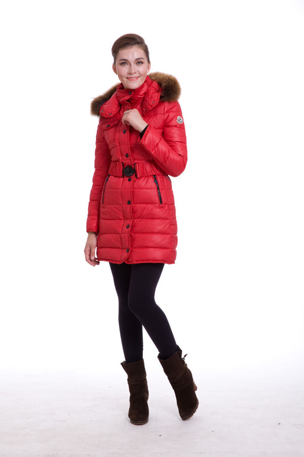 Piumini Moncler Donna Lunga Outerwear Rosso