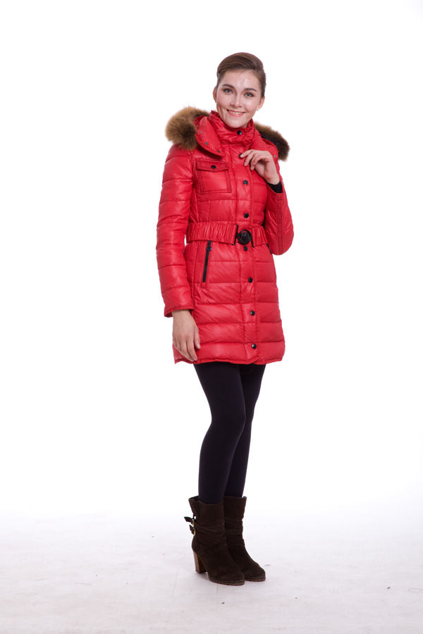 Piumini Moncler Donna Lunga Outerwear Rosso