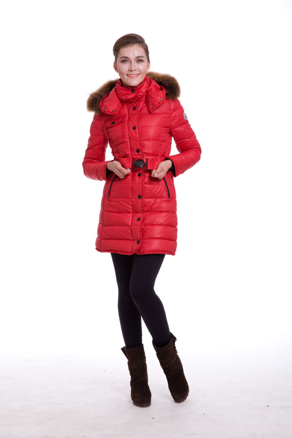 Piumini Moncler Donna Lunga Outerwear Rosso