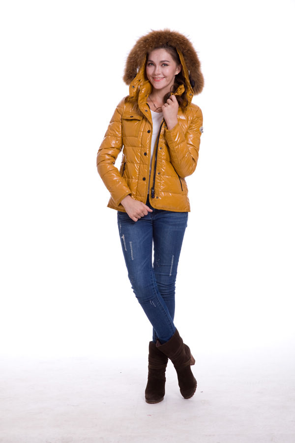 Piumini Moncler Donna Breve Outerwear Giallo