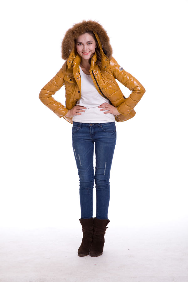 Piumini Moncler Donna Breve Outerwear Giallo