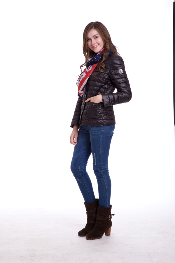 Piumini Moncler Manica Lunga Imbottita Nero