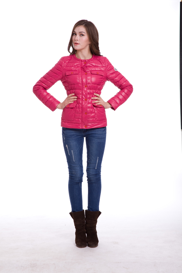 Piumini Moncler Manica Lunga Imbottita Rosa