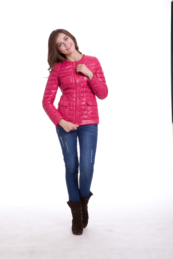 Piumini Moncler Manica Lunga Imbottita Rosa