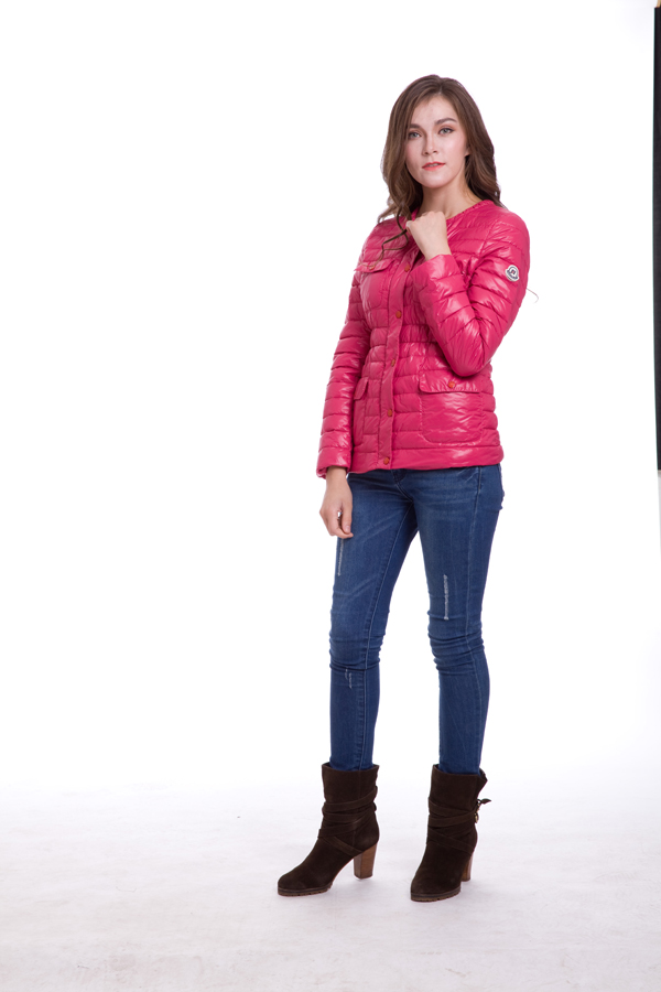 Piumini Moncler Manica Lunga Imbottita Rosa