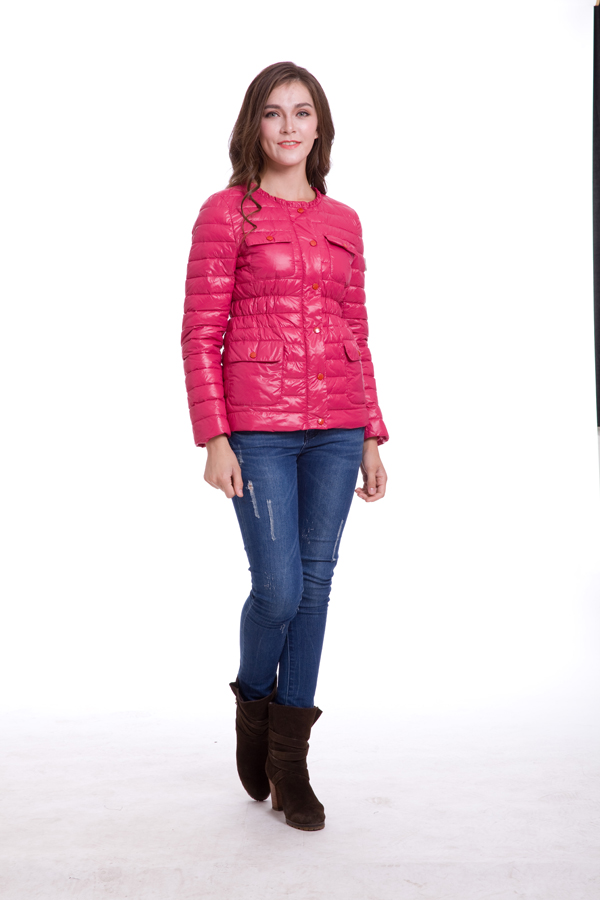 Piumini Moncler Manica Lunga Imbottita Rosa